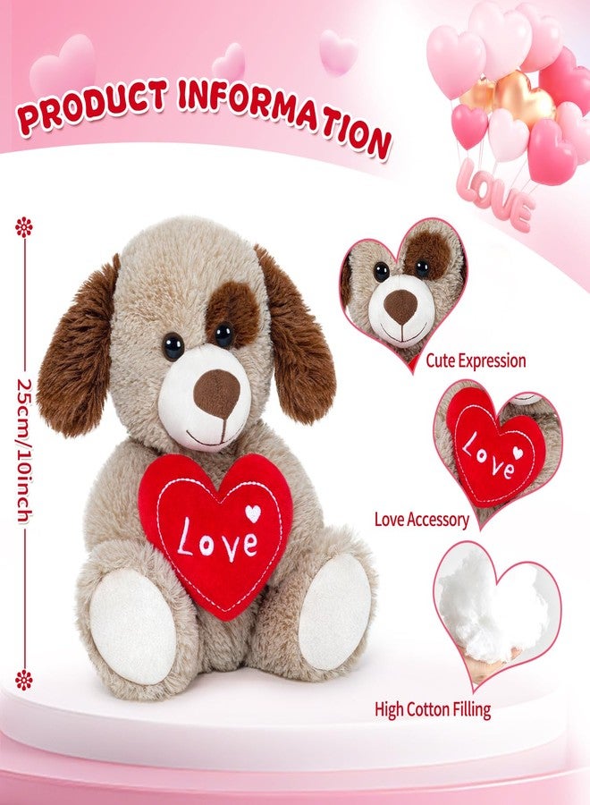 SNOWOLF Small Puppy Dog Stuffed Animals Cute I Love You Soft Plush Toy Holding Red Heart for Baby Shower Kids Girls Girlfriend Christmas Valentine's Day, Wedding, Anniversary, Birthday, Brown - Image 5